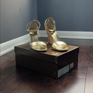 Gold wedge sandals